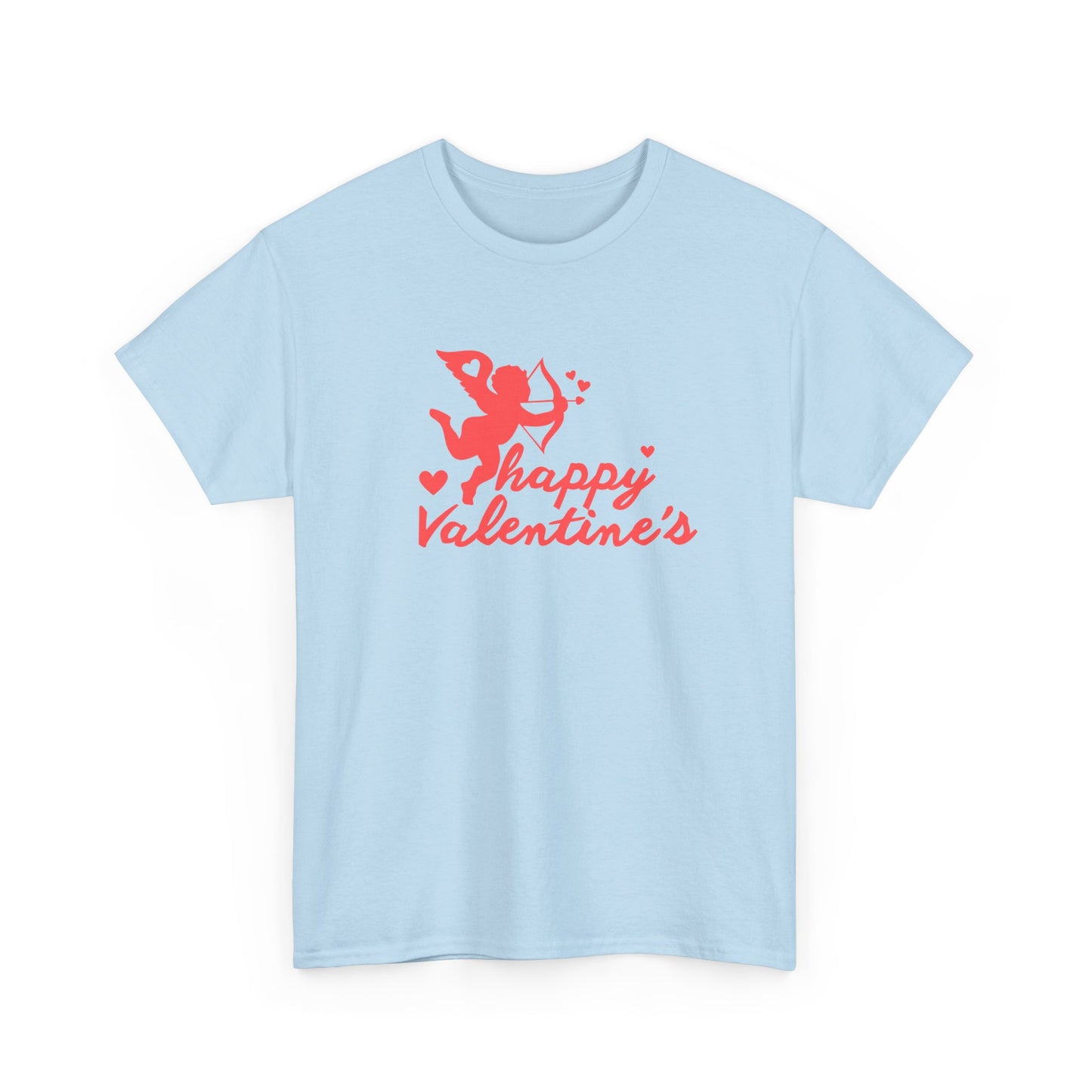 Happy Valentine's Unisex Heavy Cotton Tee, Cute Love Shirt, Valentine's Day Gift, Couple's Apparel, Heart Graphic Tee