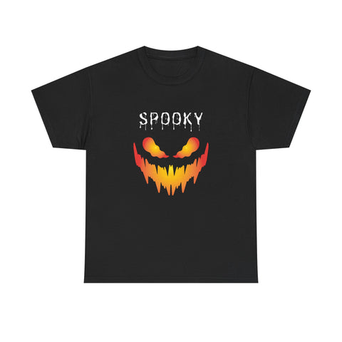 Spooky Halloween Tees, Unisex Heavy Cotton Tee for Fall, Ghostly Graphics Shirt, Halloween Apparel