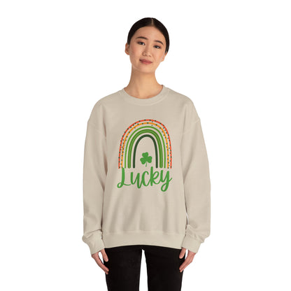 Lucky St Patrick's Day Crewneck Sweatshirt, Unisex Sweatshirt, Rainbow Sweatshirt, Green & White Sweatshirt, Holiday Gift