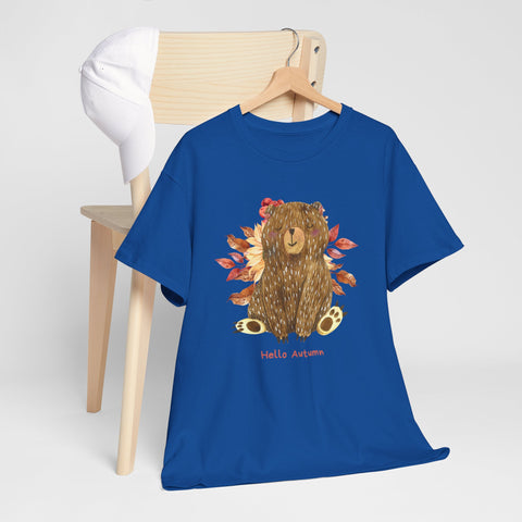 Cozy Autumn Bear Tee, Perfect for Fall Celebrations, Casual Wear, Unisex Cotton T-Shirt, Cute Autumn Apparel