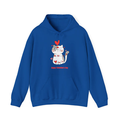 Cute Cat Valentine's Day Hoodie, Unisex Sweatshirt for Pet Lovers, Cozy Gift, Valentine's Day Apparel, Cat Lover Hoodie, Heart Design