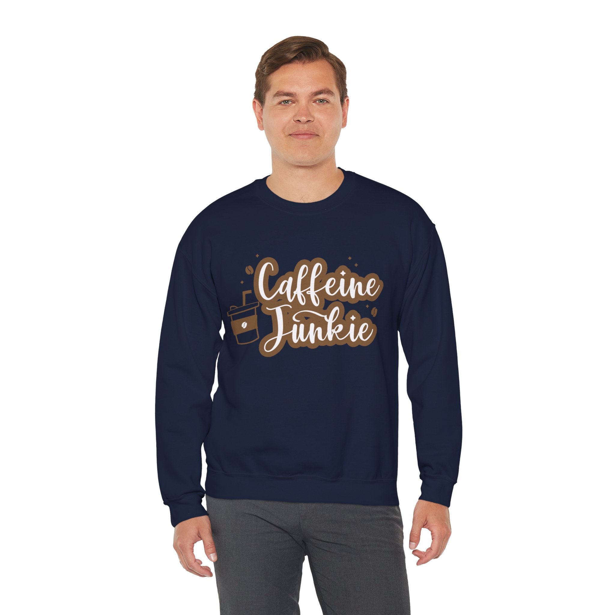 Caffeine Junkie Crewneck Sweatshirt | Cozy Gift for Coffee Lovers, Perfect for Fall, Everyday Wear, Casual Style, Gift for Her