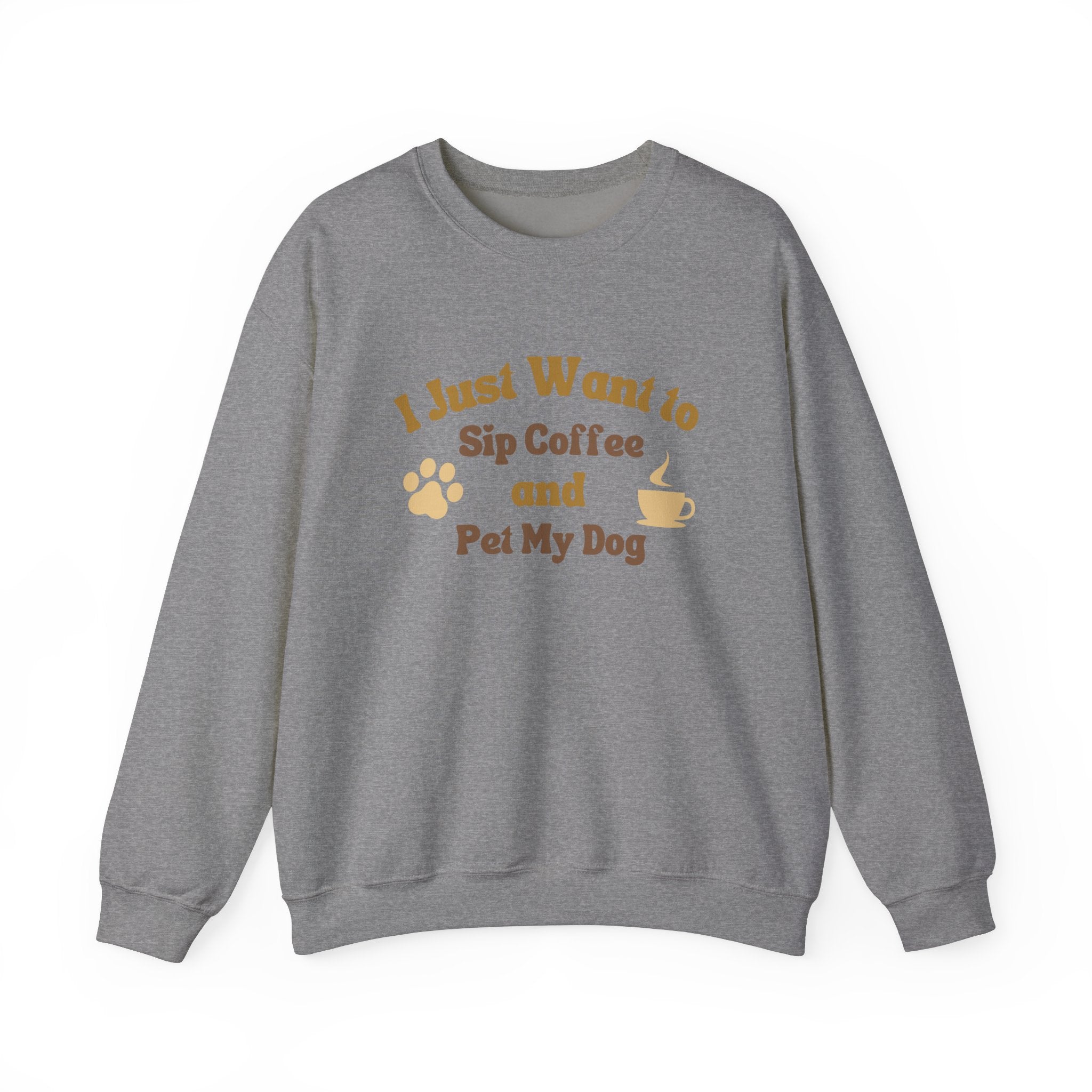 Cozy Dog Lover Crewneck Sweatshirt - I Just Want to Sip Coffee and Pet My Dog, Animal Lover Apparel, Gift for Dog Parents, Relaxed