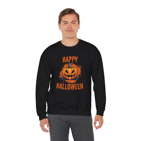 Halloween Pumpkin Crewneck Sweatshirt, Cozy Fall Sweater for Halloween, Unisex Sweatshirt, October Celebration Apparel