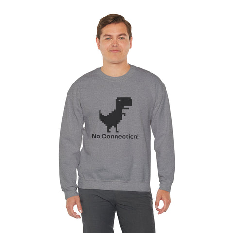Funny Dinosaur No Connection Sweatshirt, Unisex Crewneck, Gamers Gift, Perfect for Tech Lovers and Online Students, Birthday Gift, Everyday