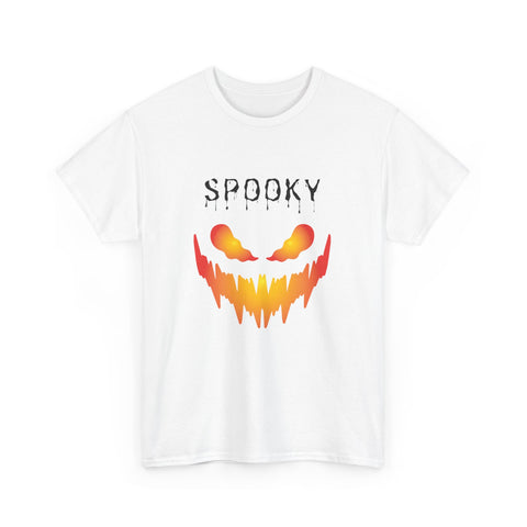 Spooky Halloween Tees, Unisex Heavy Cotton Tee for Fall, Ghostly Graphics Shirt, Halloween Apparel