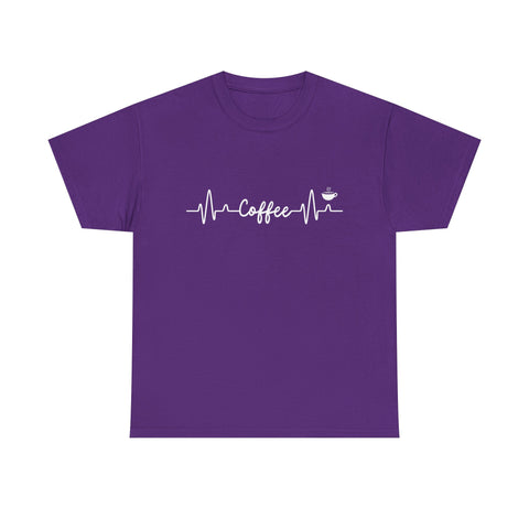 Coffee Heartbeat Unisex Tee, Ideal for Coffee Lovers, Birthday Gift, Casual Wear, Everyday Comfort, Coffee Tee Shirt, Coffee Lover Shirt,