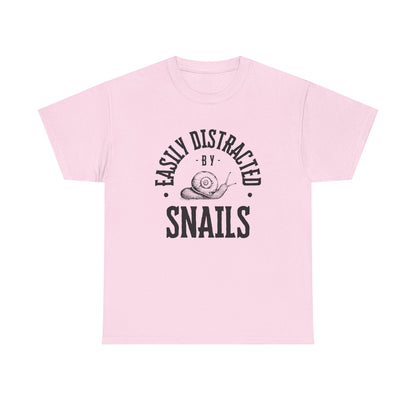 Easily Distracted by Snails Tee, Funny Snail Shirt, Unisex Graphic Tee, Gift for Snail Lovers, Nature Humor Tee, Casual Wear