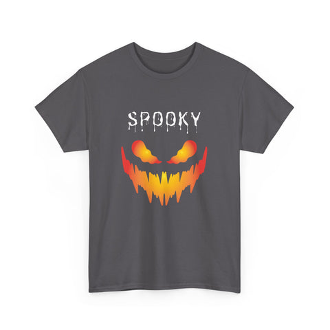 Spooky Halloween Tees, Unisex Heavy Cotton Tee for Fall, Ghostly Graphics Shirt, Halloween Apparel