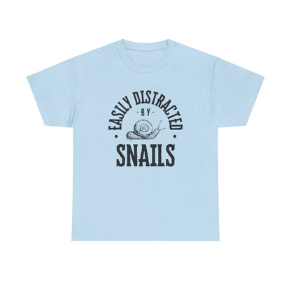 Easily Distracted by Snails Tee, Funny Snail Shirt, Unisex Graphic Tee, Gift for Snail Lovers, Nature Humor Tee, Casual Wear