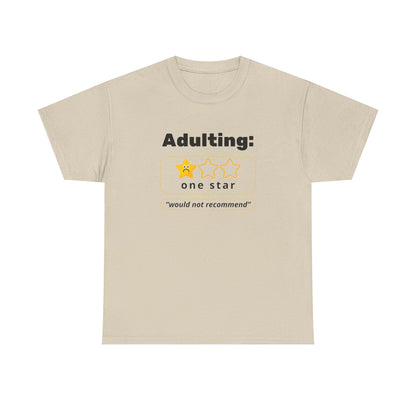 Funny Unisex Heavy Cotton Tee - 'Adulting: One Star' Graphic Tee