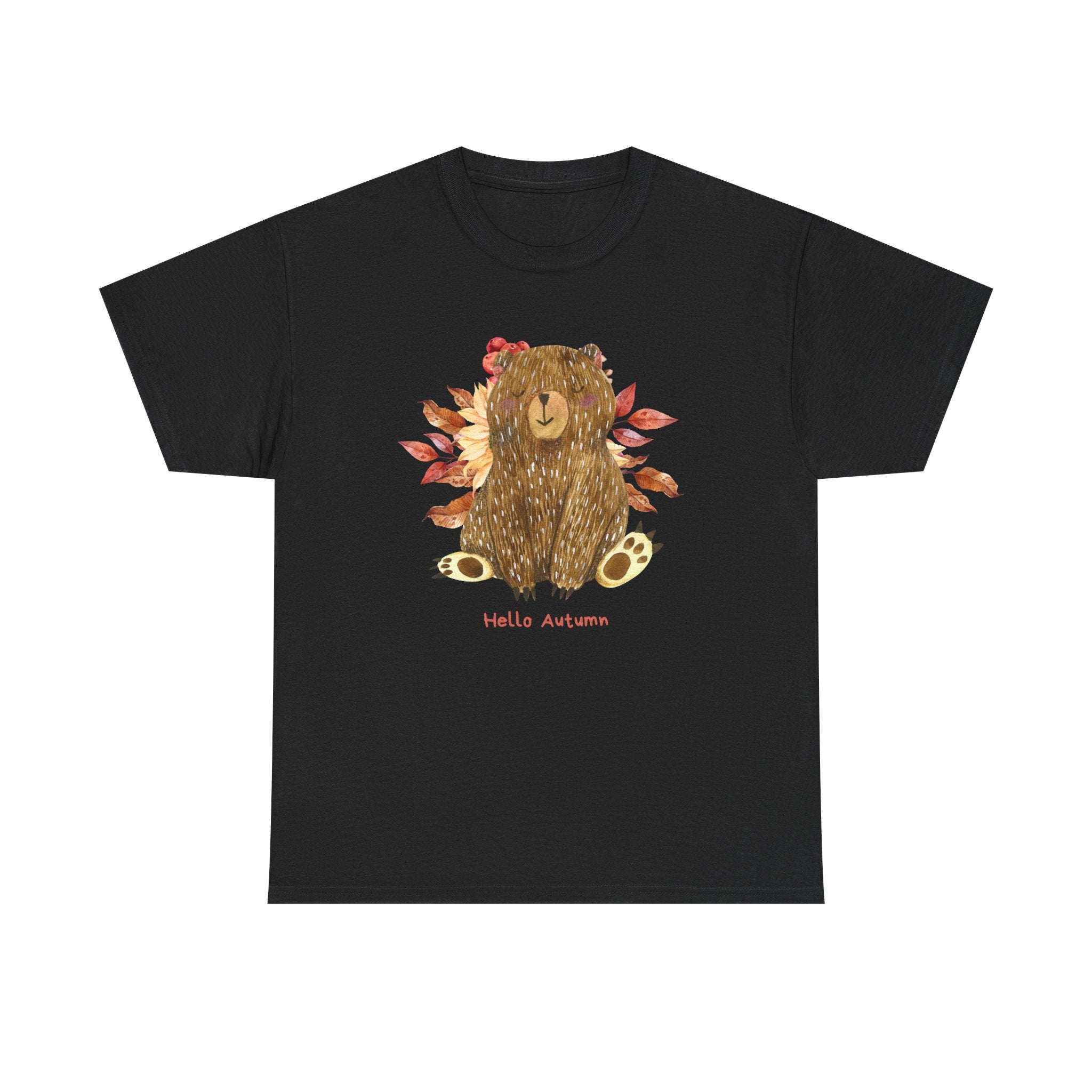 Cozy Autumn Bear Tee, Perfect for Fall Celebrations, Casual Wear, Unisex Cotton T-Shirt, Cute Autumn Apparel