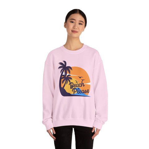 Beach Please Sweatshirt, Unisex Crewneck for Summer Vibes, Perfect for Vacations, Gifts, and Beach Days