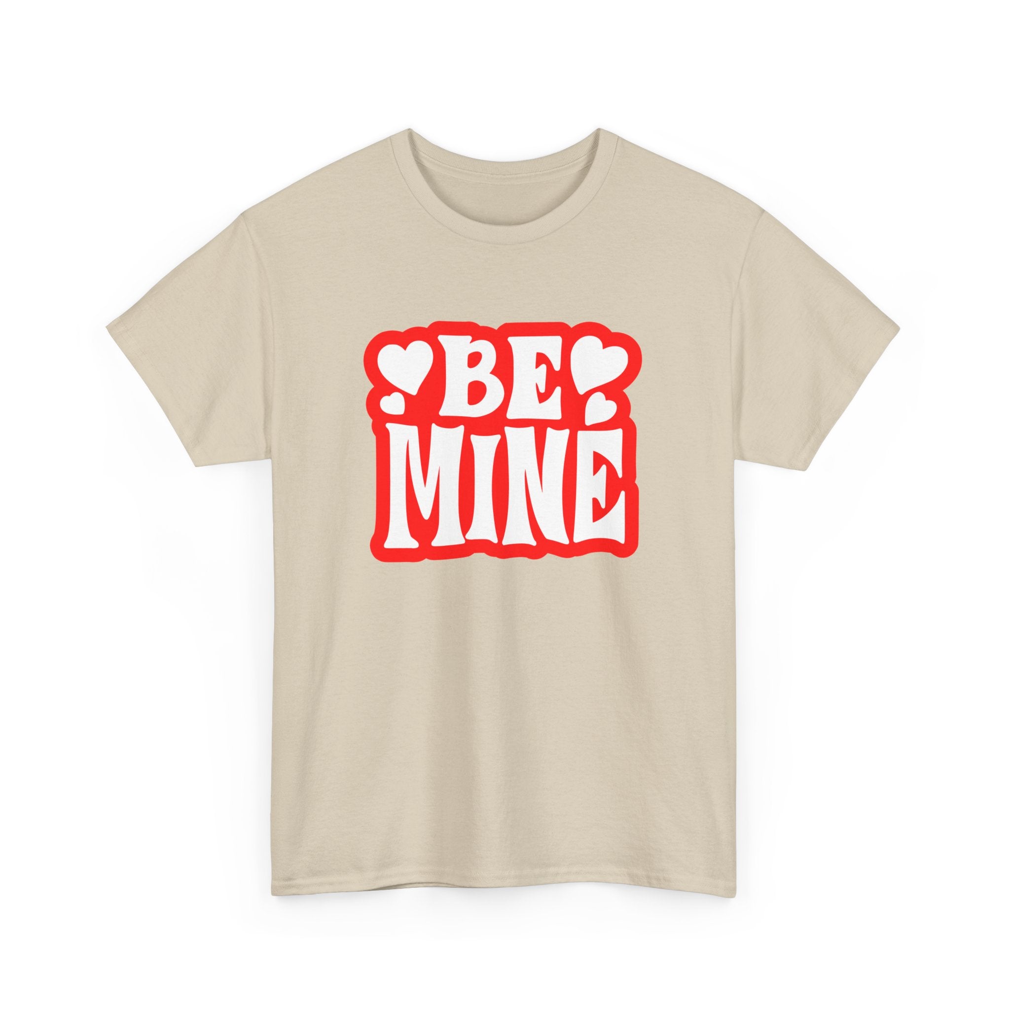 Be Mine Unisex Heavy Cotton Tee, Cute Couple Shirt, Valentine's Day Gift, Romantic Style, Heart Print Tee, Everyday Casual Wear