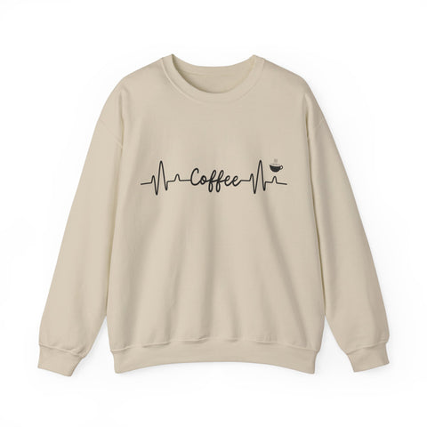 Coffee Heartbeat Crewneck Sweatshirt, Cozy Gift for Coffee Lovers, Unisex Pullover, Casual Wear, Perfect for Gifting