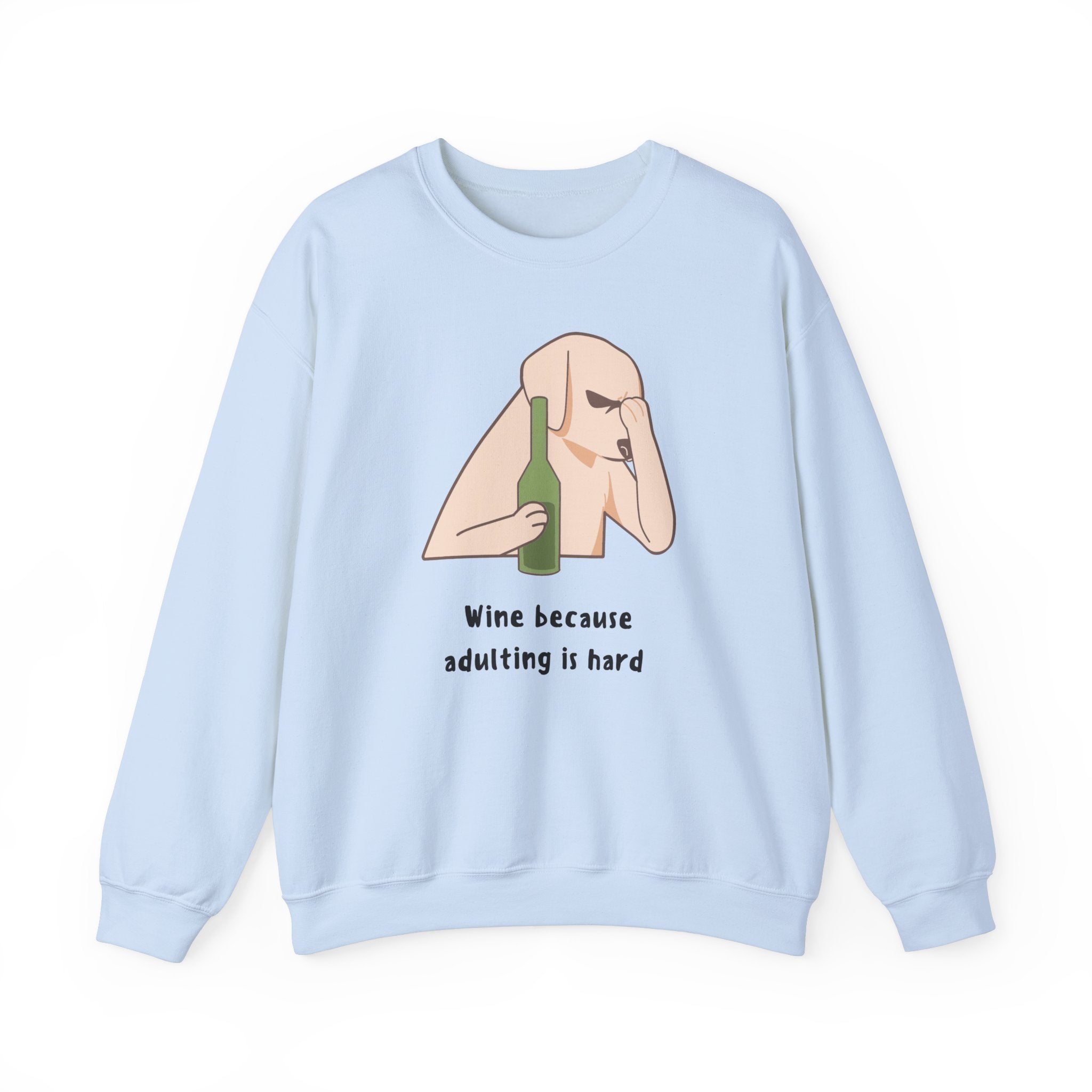 Funny Dog Sweatshirt - "Wine because adulting is hard" - Gift for Dog Lovers, Humorous Apparel, Cozy Unisex Sweatshirt