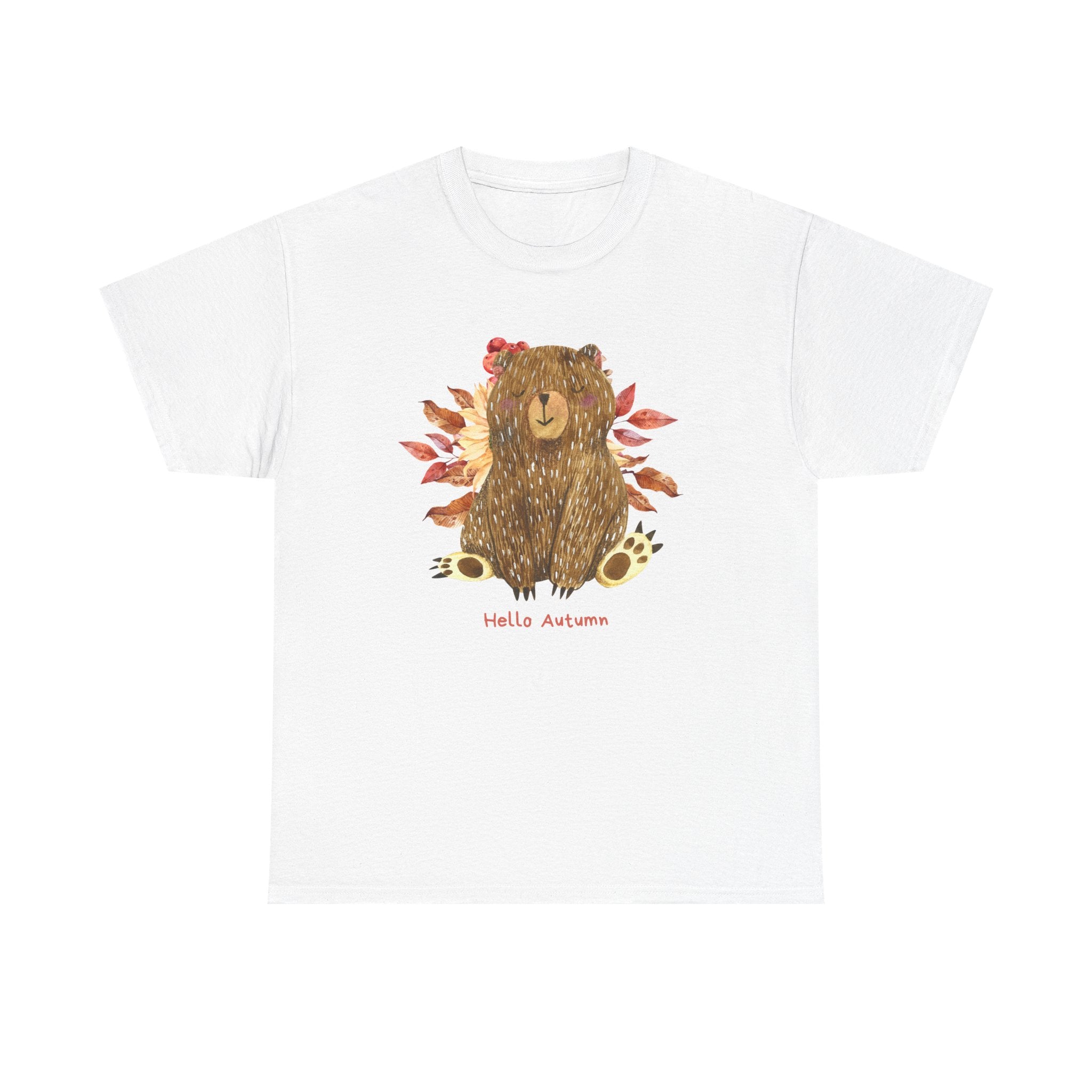 Cozy Autumn Bear Tee, Perfect for Fall Celebrations, Casual Wear, Unisex Cotton T-Shirt, Cute Autumn Apparel