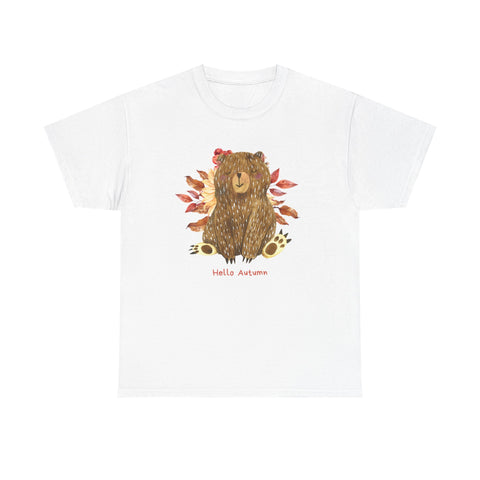 Cozy Autumn Bear Tee, Perfect for Fall Celebrations, Casual Wear, Unisex Cotton T-Shirt, Cute Autumn Apparel