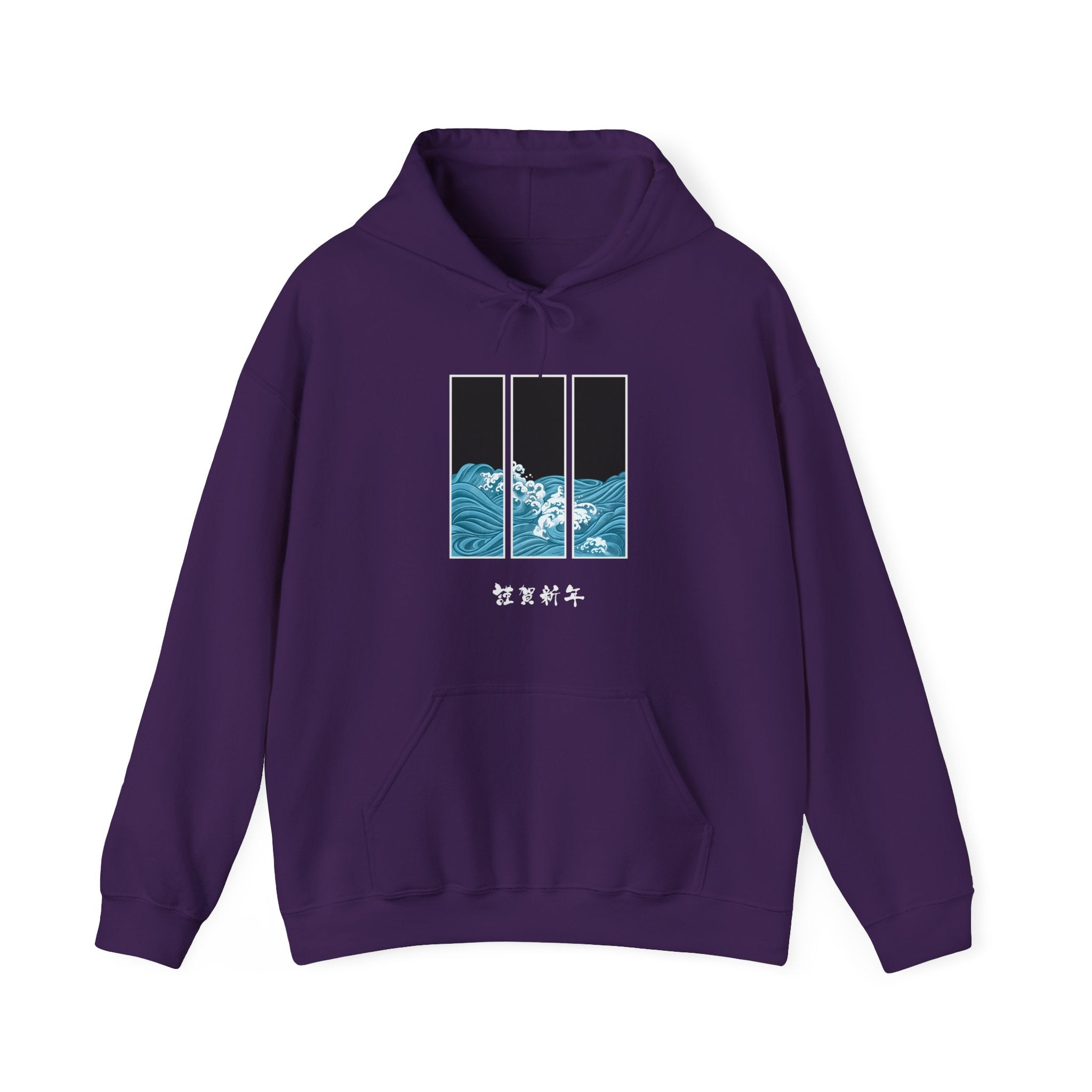 Japanese Inspired Ocean Waves Graphic Hoodie - Relaxed Vibe, Perfect for Beach Lovers, Unisex Gift for Sea Enthusiasts, Casual Summer Outfit