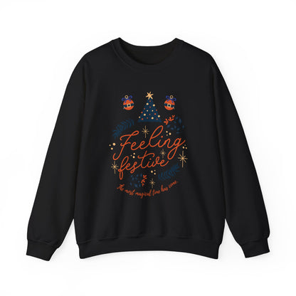 Feeling Festive Sweatshirt, Cozy Winter Apparel, Holiday Gift, Unisex Crewneck, Christmas Sweatshirt, Family Gathering Outfit