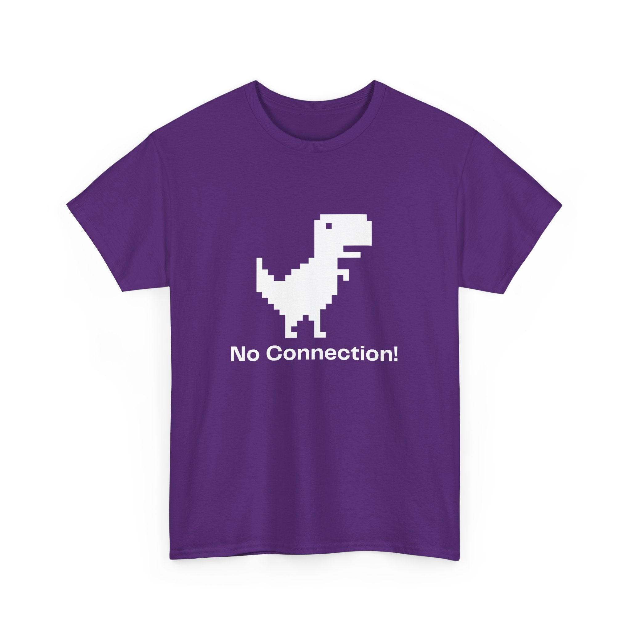 Funny Dinosaur Tee, No Connection! T-Shirt, Unisex Heavy Cotton Tee, Gift for Gamers, Quirky Casual Wear, Internet Humor Shirt