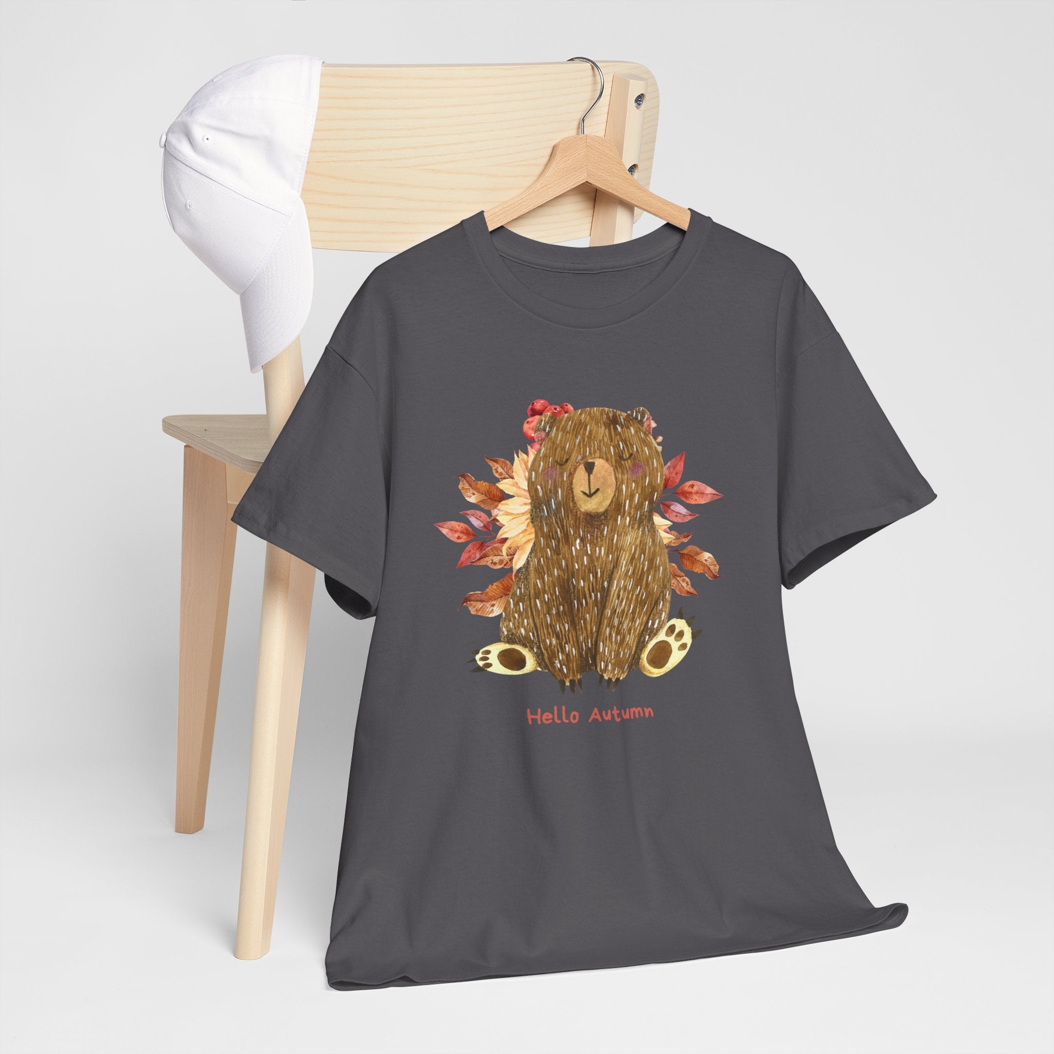 Cozy Autumn Bear Tee, Perfect for Fall Celebrations, Casual Wear, Unisex Cotton T-Shirt, Cute Autumn Apparel