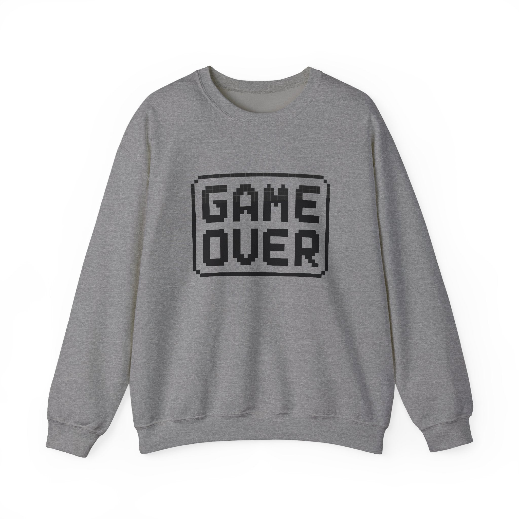 Pixel Art Game Over Sweatshirt, Retro Gaming Sweater, Cozy Unisex Pullover, Perfect Gift for Gamers, Versatile Casual Wear