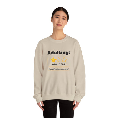 Adulting Sweatshirt - Humor Crewneck for Students, Gift for Millennials, Cozy Lounge Wear, Funny Sweatshirt for Birthdays, Adult Humor