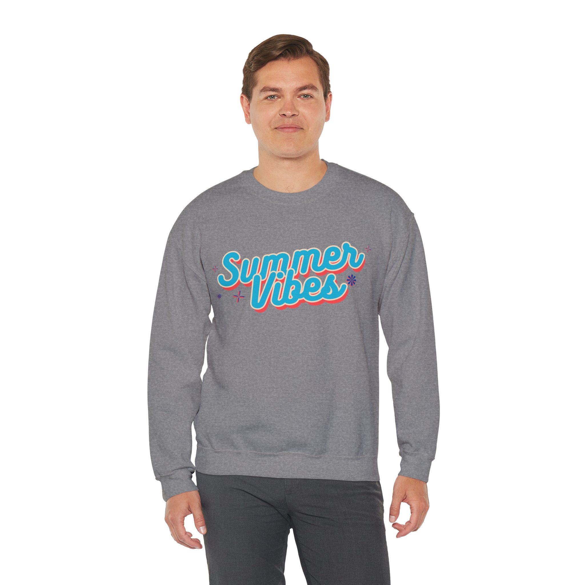 Retro Summer Vibes Crewneck Sweatshirt, Cozy Unisex Pullover, Perfect for Pool Parties, Beach Days, Summer Festivals, Gift Idea