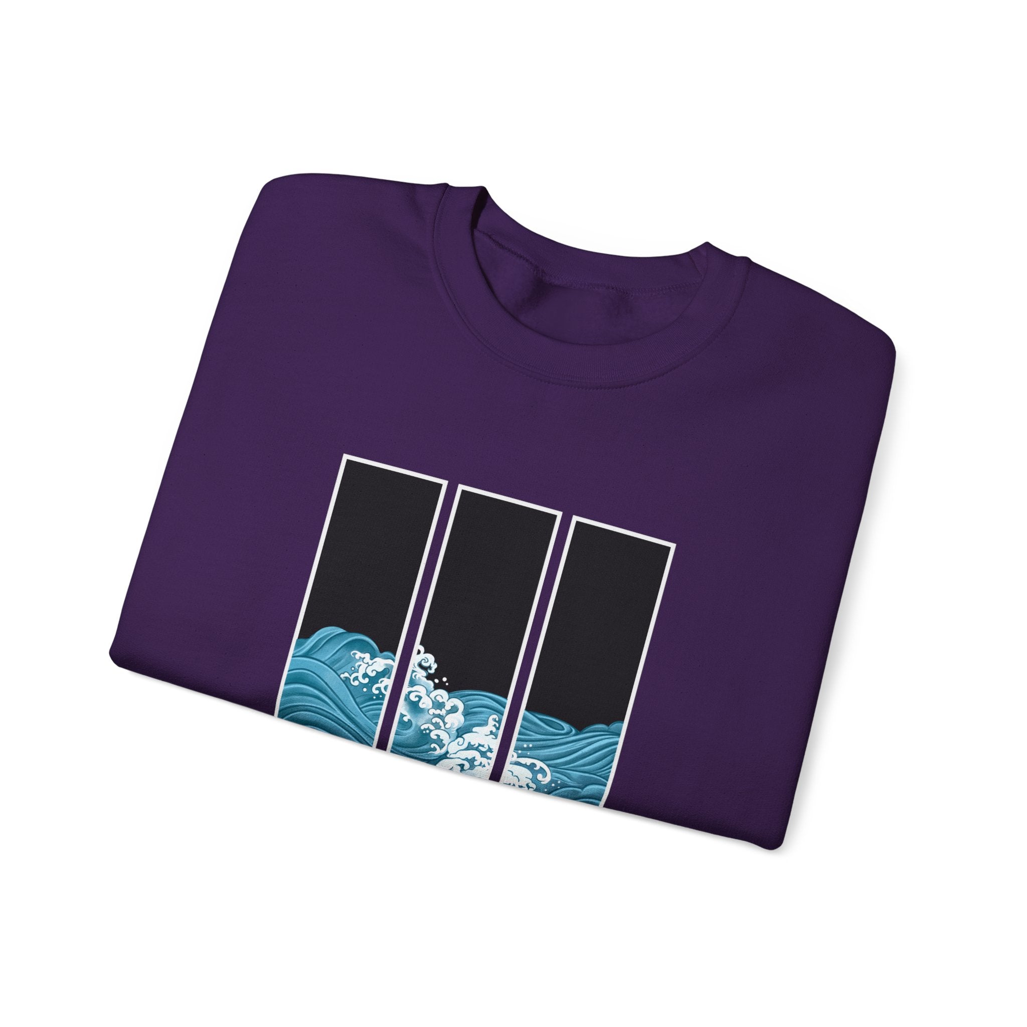 Japanese inspired Wave Art Unisex Crewneck Sweatshirt - Cozy Ocean Vibes, Perfect for Beach Lovers, Casual Wear, Summer Fashion