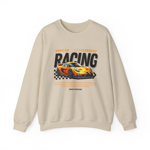 Sporty Racing Sweatshirt for Car Enthusiasts, Unisex Crewneck Pullover, Perfect for Racing Events, Casual Wear