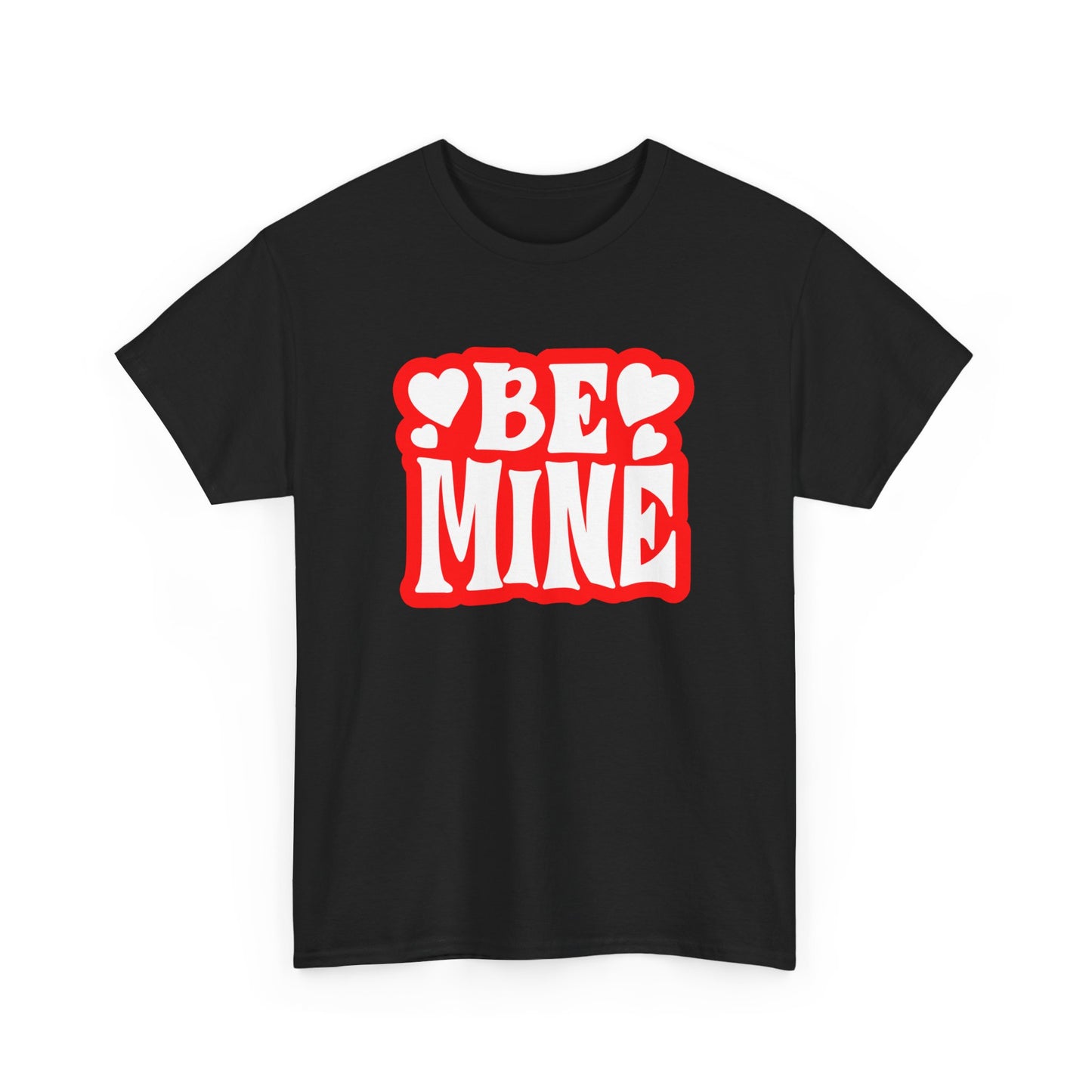 Be Mine Unisex Heavy Cotton Tee, Cute Couple Shirt, Valentine's Day Gift, Romantic Style, Heart Print Tee, Everyday Casual Wear