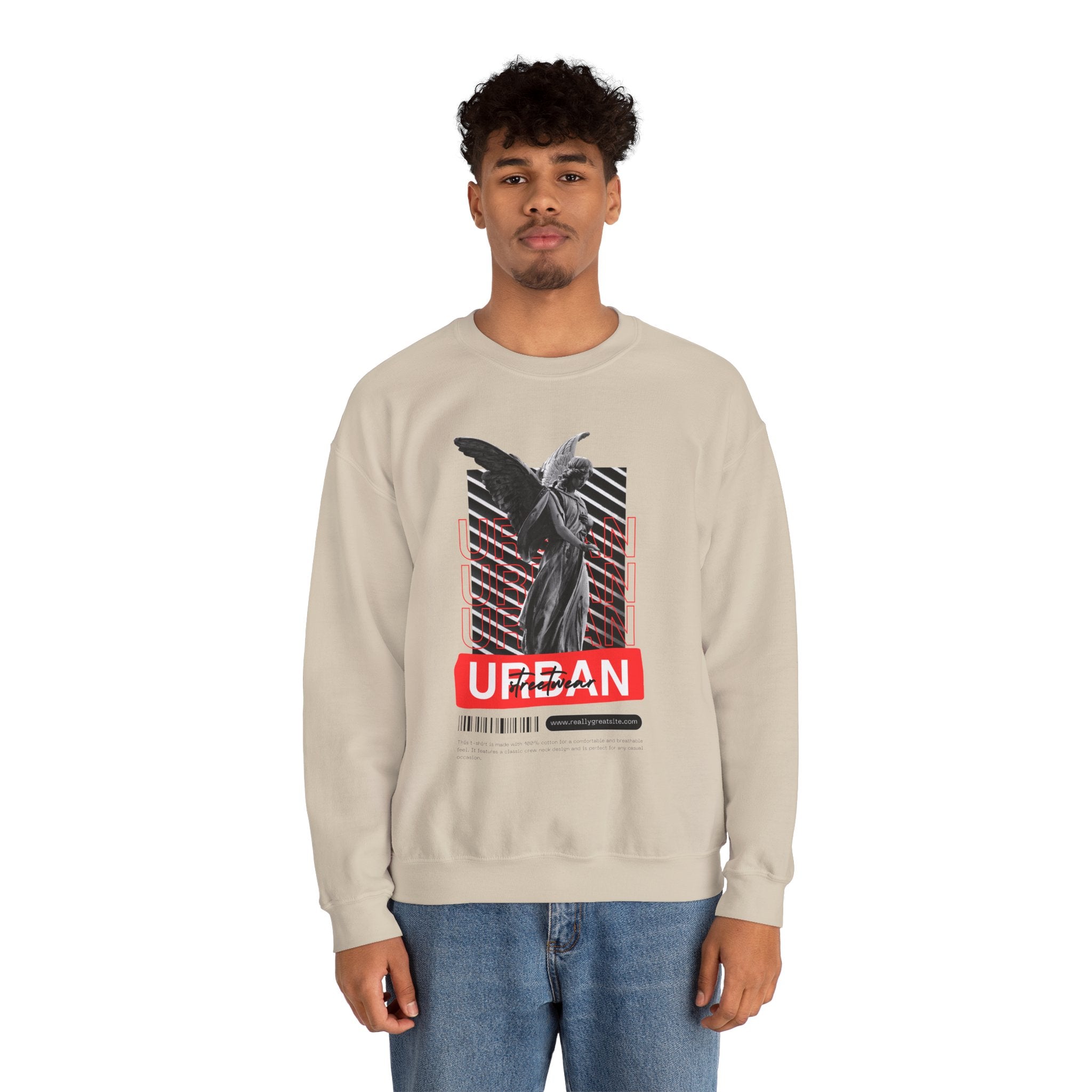 Urban Angel Graphic Sweatshirt, Unisex Crewneck Sweatshirt, Casual Streetwear, Perfect for Gift, Cozy Layering