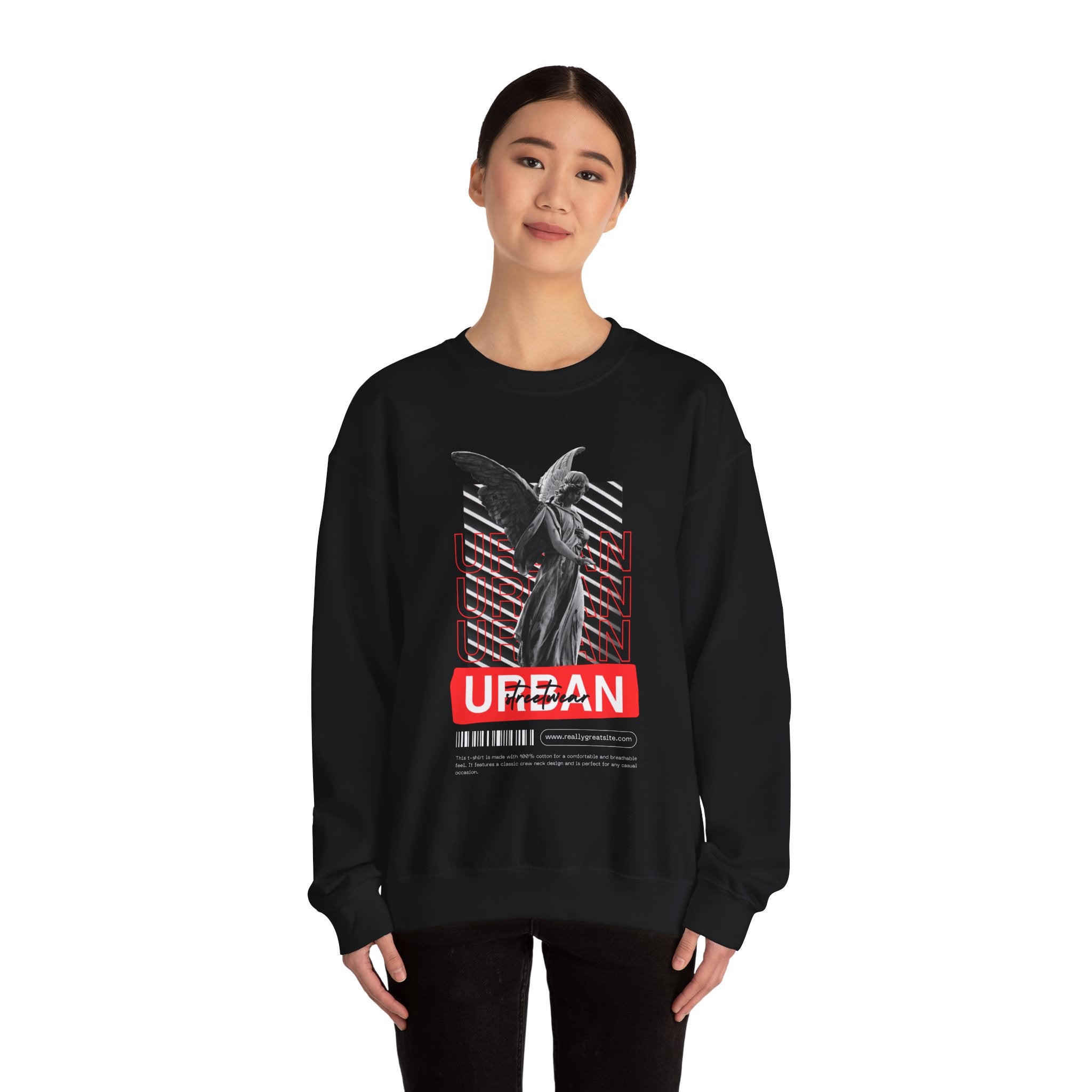 Urban Angel Graphic Sweatshirt, Unisex Crewneck Sweatshirt, Casual Streetwear, Perfect for Gift, Cozy Layering
