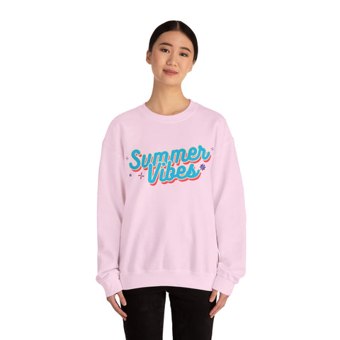 Retro Summer Vibes Crewneck Sweatshirt, Cozy Unisex Pullover, Perfect for Pool Parties, Beach Days, Summer Festivals, Gift Idea