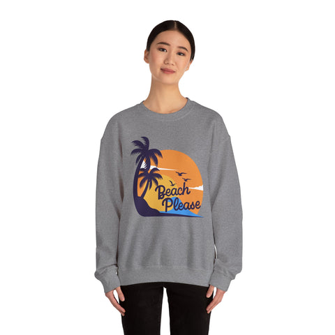 Beach Please Sweatshirt, Unisex Crewneck for Summer Vibes, Perfect for Vacations, Gifts, and Beach Days