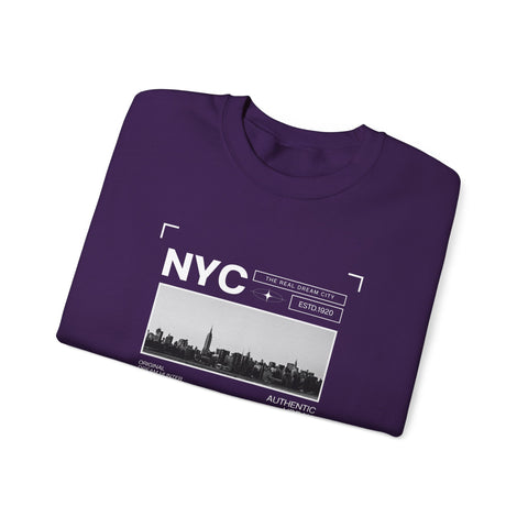 NYC Graphic Crewneck Sweatshirt - Urban Streetwear Pullover, Gift for Travelers, Unisex Sweatshirt