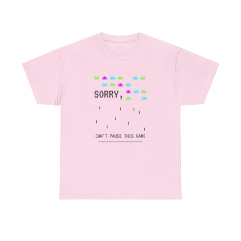 Retro Gamer Unisex Heavy Cotton Tee, Sorry Can't Pause This Game Shirt, Casual Wear T-Shirt, Fun Gaming Tee