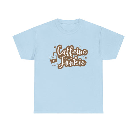 Caffeine Junkie Unisex Heavy Cotton Tee, Coffee Lover Shirt, Gift for Baristas, Comfortable Casual Wear, Daily Essentials
