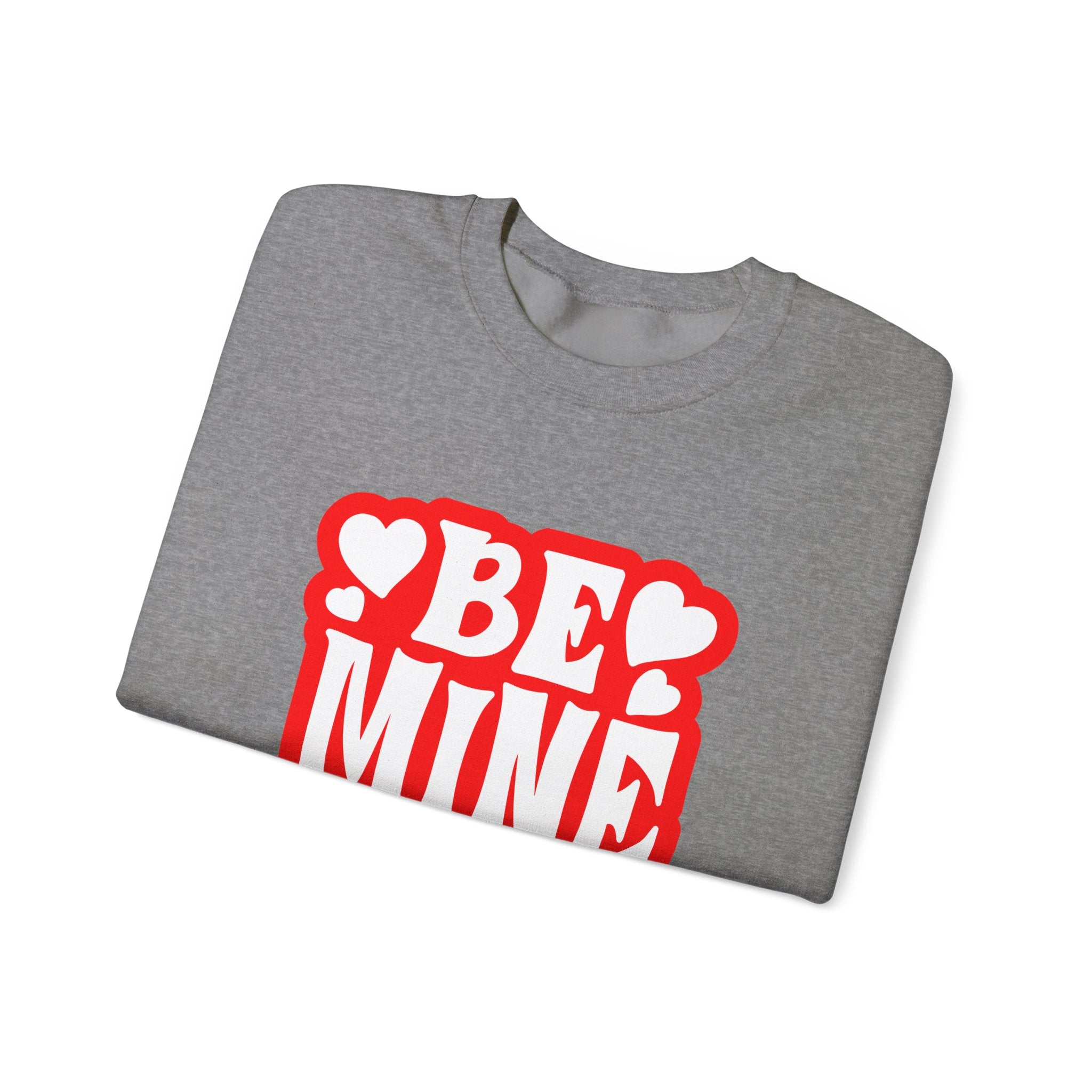 Cute 'Be Mine' Unisex Crewneck Sweatshirt, Valentine's Day Gift, Cozy Sweatshirt, Couples Apparel, Heart Design, Gift for Him/Her