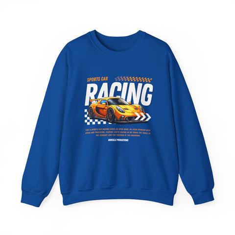 Sporty Racing Sweatshirt for Car Enthusiasts, Unisex Crewneck Pullover, Perfect for Racing Events, Casual Wear