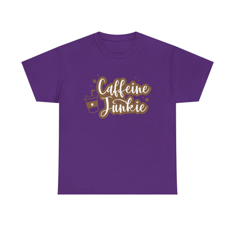 Caffeine Junkie Unisex Heavy Cotton Tee, Coffee Lover Shirt, Gift for Baristas, Comfortable Casual Wear, Daily Essentials