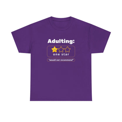 Funny Unisex Heavy Cotton Tee - 'Adulting: One Star' Graphic Tee