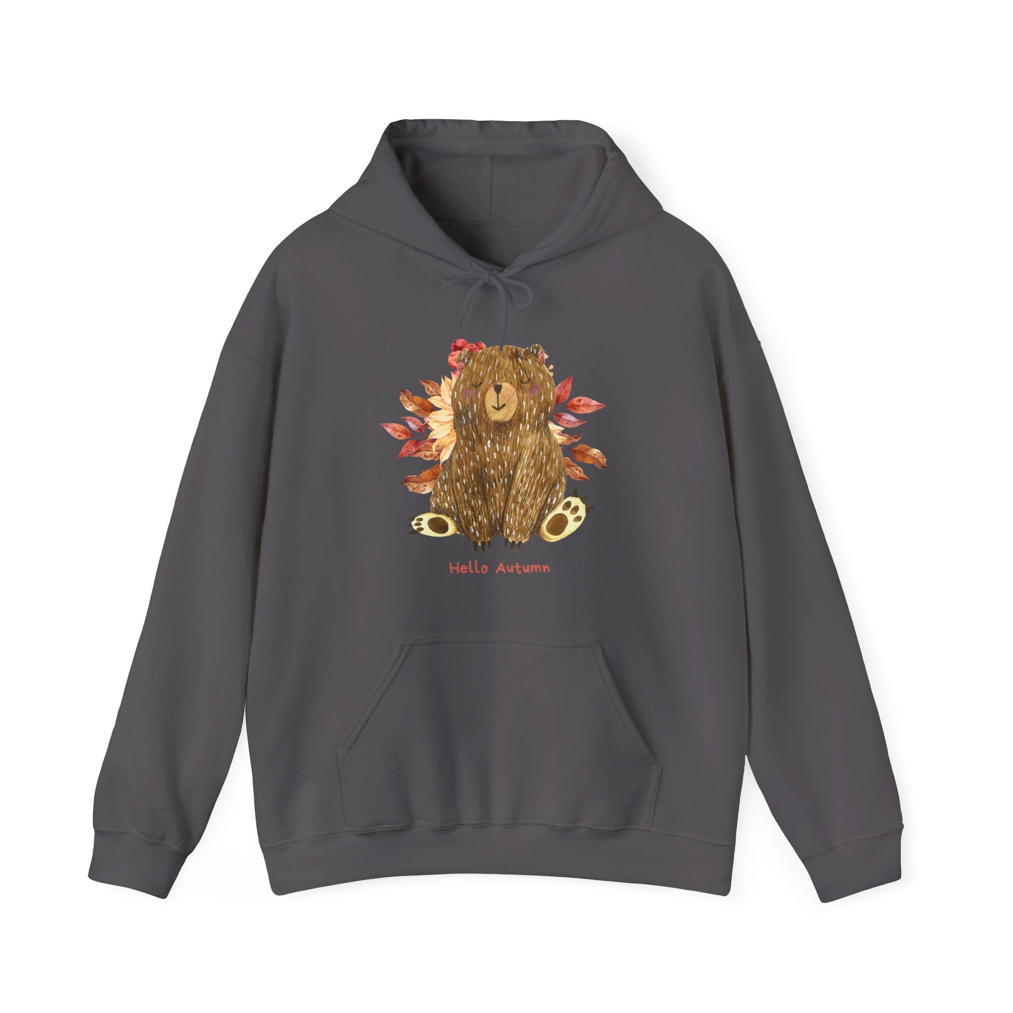 Autumn Bear Hoodie, Cozy Fall Sweatshirt, Cute Bear Pullover, Warm Unisex Hooded Sweatshirt