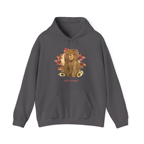 Autumn Bear Hoodie, Cozy Fall Sweatshirt, Cute Bear Pullover, Warm Unisex Hooded Sweatshirt