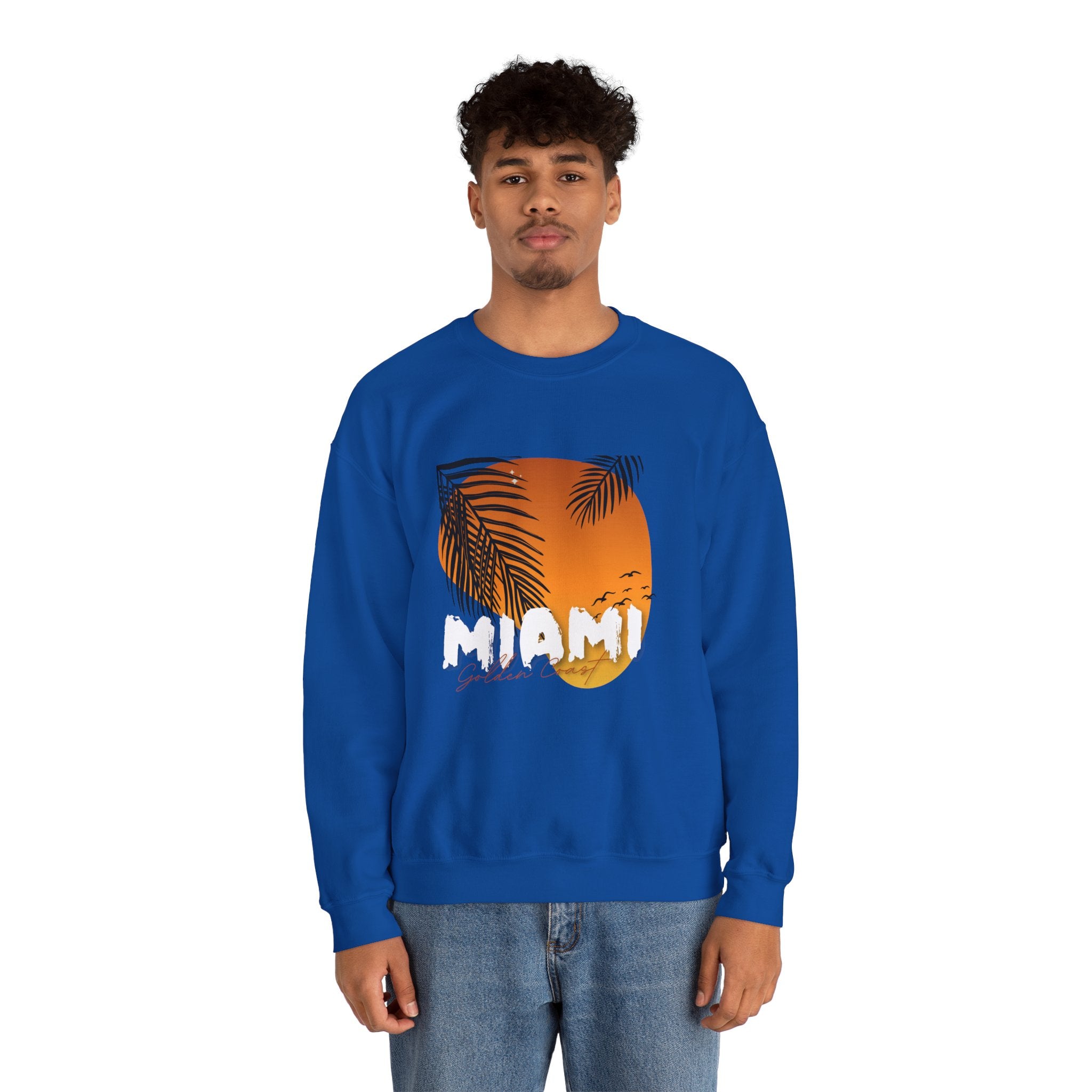 Miami Sunset Crewneck Sweatshirt, Beach Vibes Apparel, Unisex Casual Wear, Summer Fashion