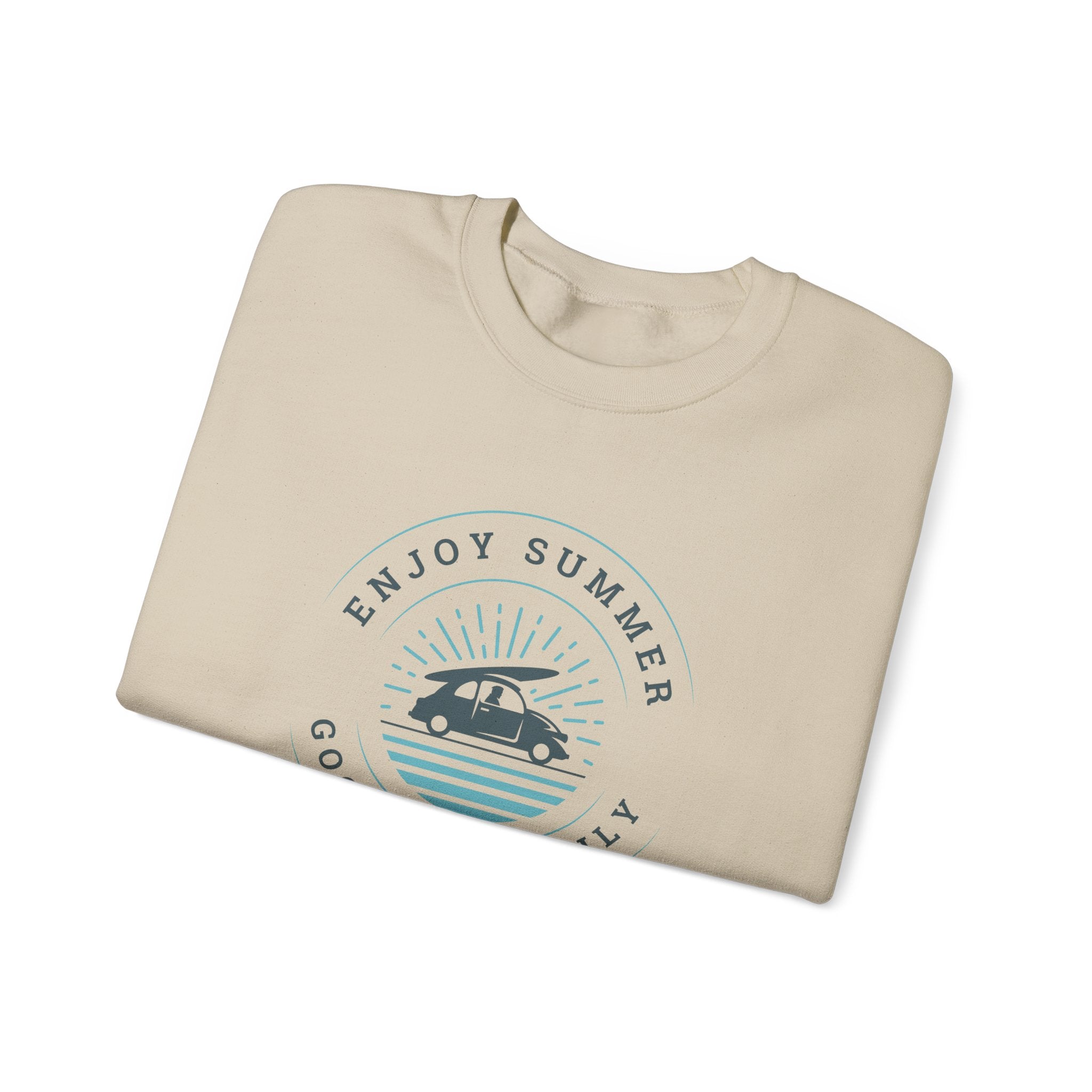 Enjoy Summer Good Vibes Crewneck Sweatshirt, Unisex Summer Apparel, Casual Layering, Beach Day Outfit, Gift for Travel Lovers