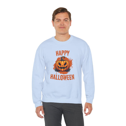 Halloween Pumpkin Crewneck Sweatshirt, Cozy Fall Sweater for Halloween, Unisex Sweatshirt, October Celebration Apparel