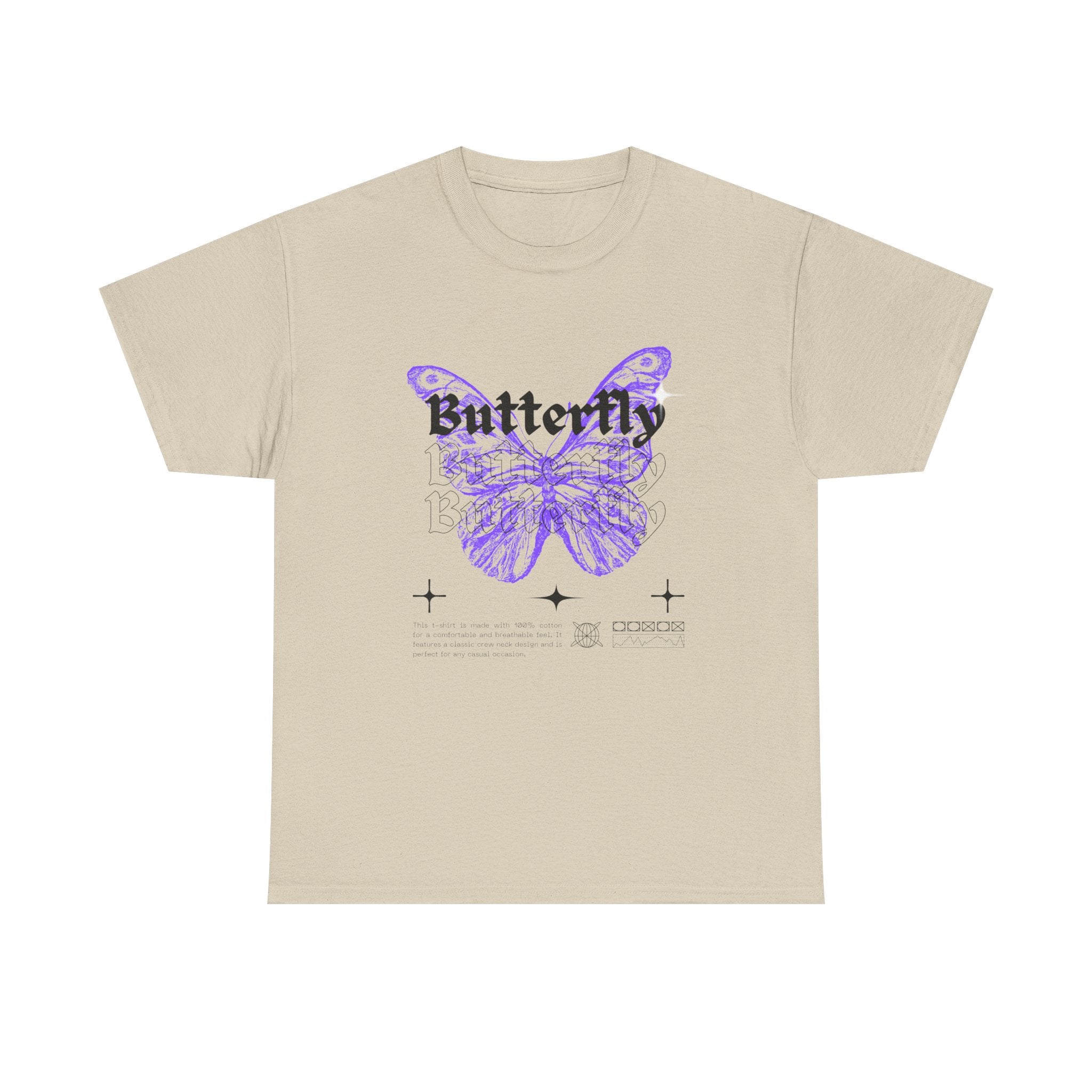 Butterfly Graphic Tee - Unisex Heavy Cotton T-Shirt, Nature Lover Gift, Casual Streetwear, Trendy Outfit, Spring Fashion