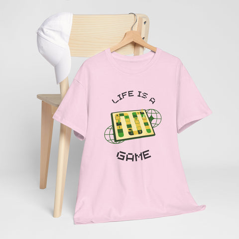 Life is a Game Unisex Heavy Cotton Tee, Casual Wear, Fun Gaming T-Shirt, Everyday Comfort